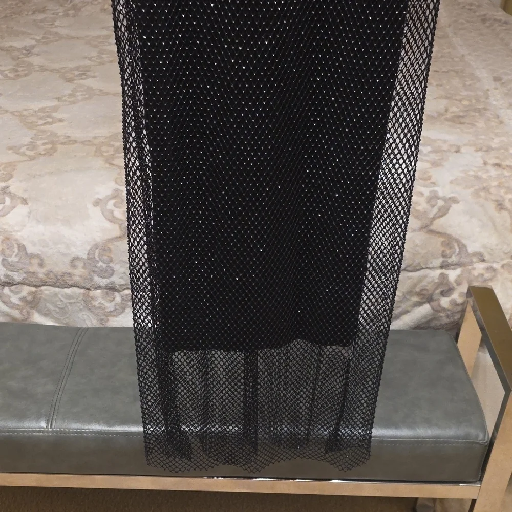 Elan Black Mesh Elegant Dress Wedding Formal